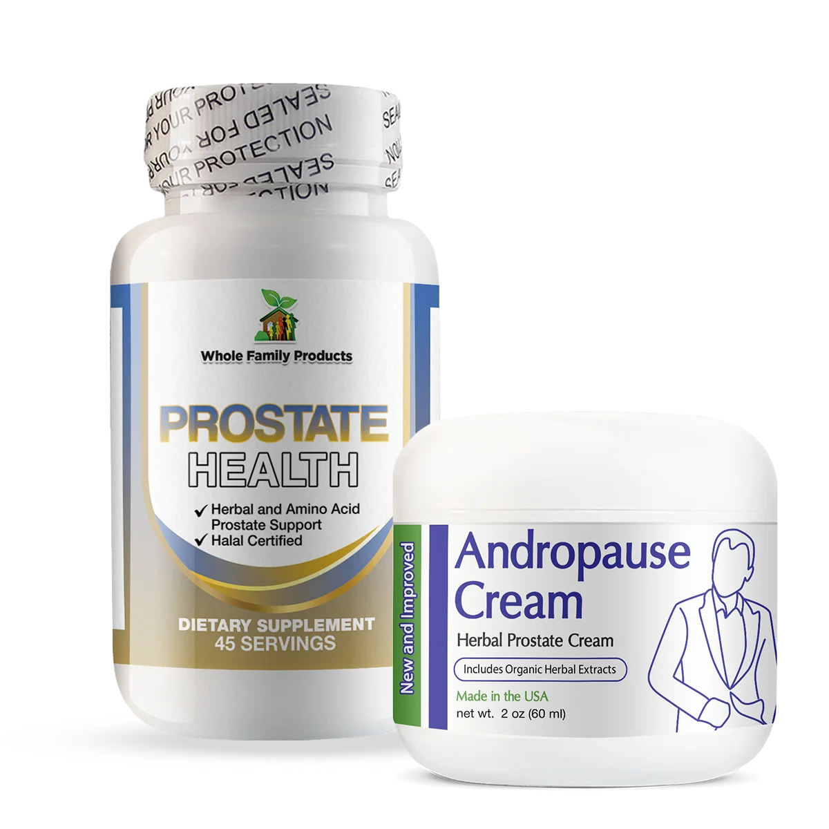 Andropause Cream 2oz Jar and Prostate Health Together Products