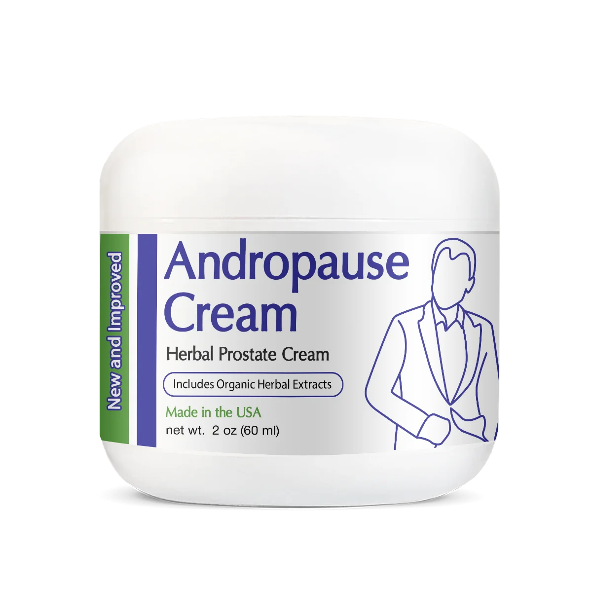 Andropause Prostate Cream 2 oz Jar New - Single View